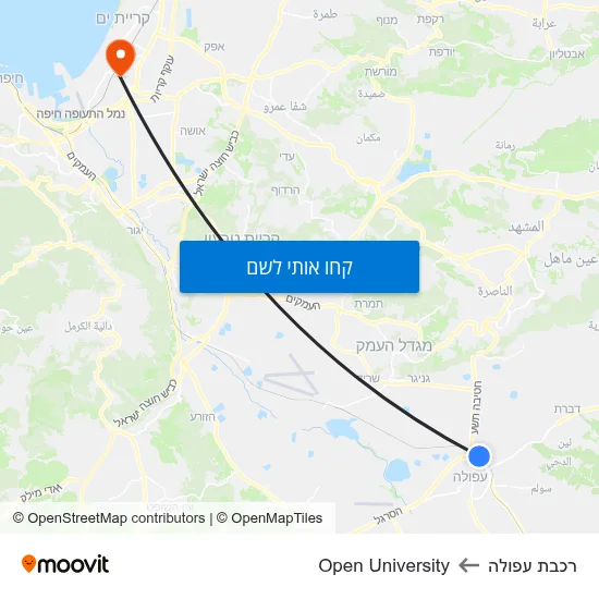 מפת רכבת עפולה לOpen University