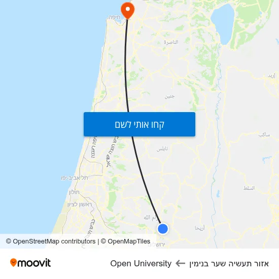 מפת אזור תעשיה שער בנימין לOpen University