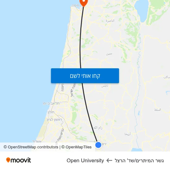 מפת גשר המיתרים/שד' הרצל לOpen University