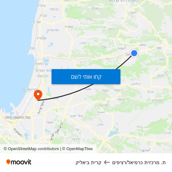 מפת ת. מרכזית כרמיאל/רציפים לקרית ביאליק