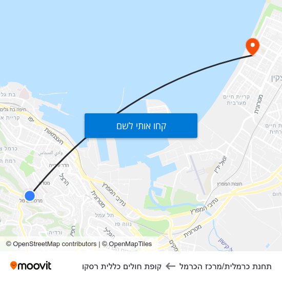 מפת תחנת כרמלית/מרכז הכרמל לקופת חולים כללית רסקו