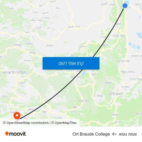 מפת צומת גומא לOrt Braude College
