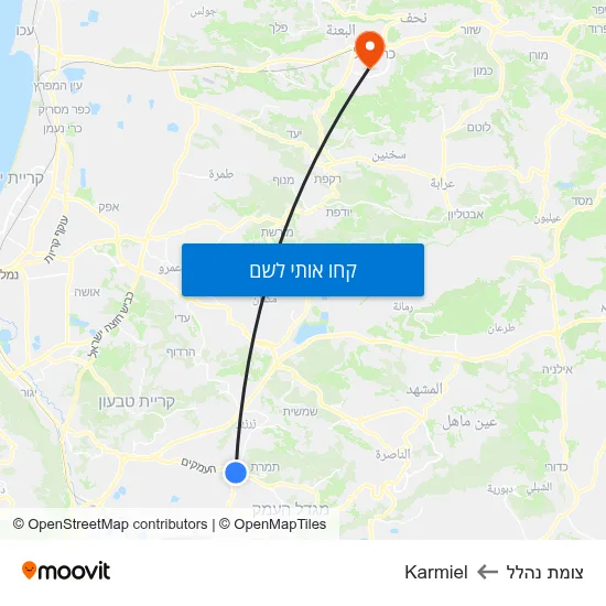מפת צומת נהלל לKarmiel