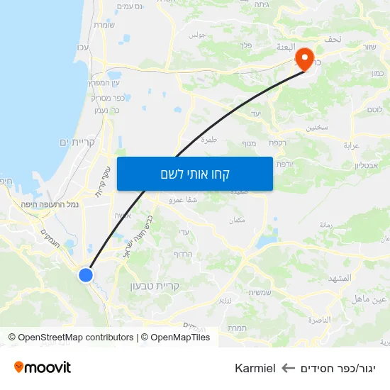 מפת יגור/כפר חסידים לKarmiel