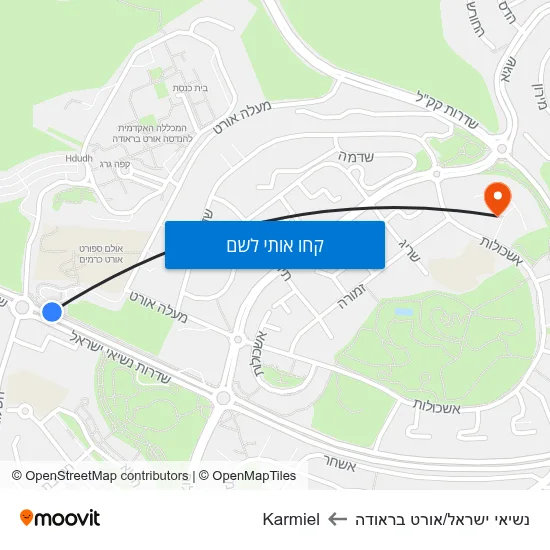 מפת נשיאי ישראל/אורט בראודה לKarmiel