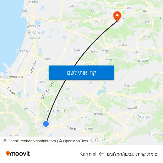 מפת צומת קרית טבעון/האלונים לKarmiel