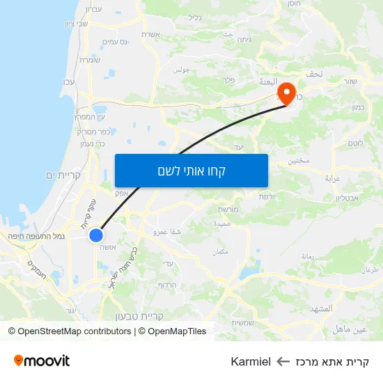 מפת קרית אתא מרכז לKarmiel