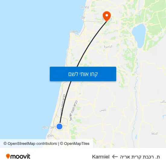 מפת ת. רכבת קרית אריה לKarmiel