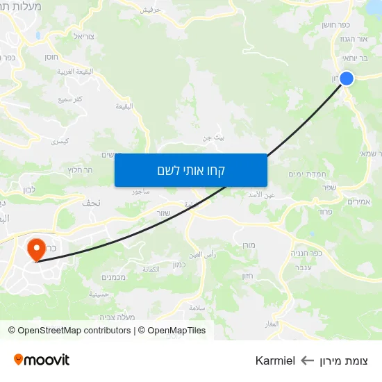 מפת צומת מירון לKarmiel
