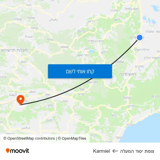 מפת צומת יסוד המעלה לKarmiel