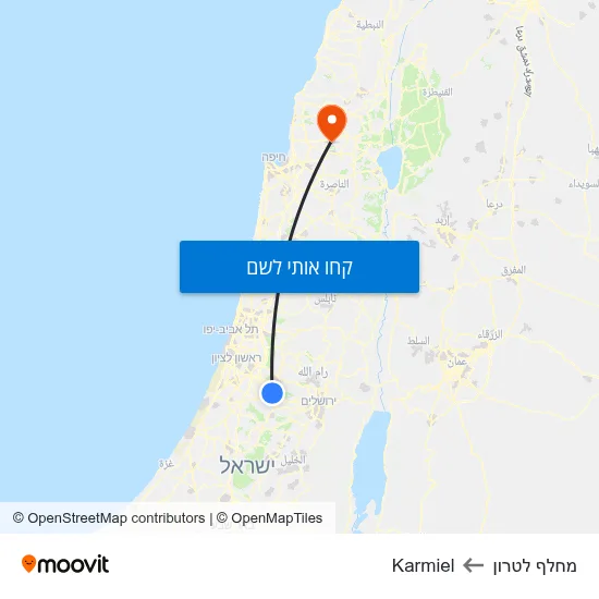 מפת מחלף לטרון לKarmiel