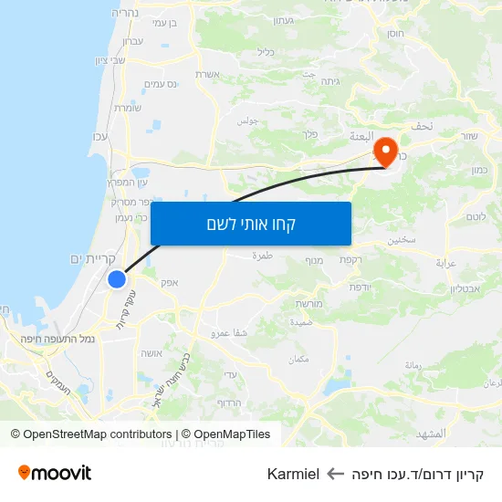 מפת קריון דרום/ד.עכו חיפה לKarmiel