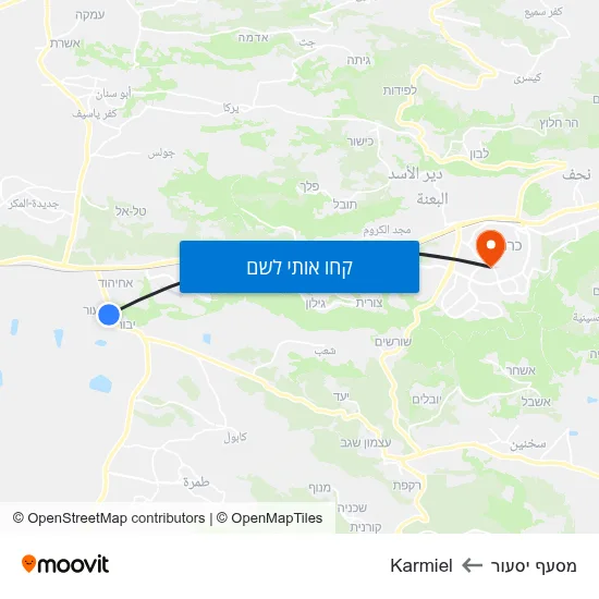מפת מסעף יסעור לKarmiel
