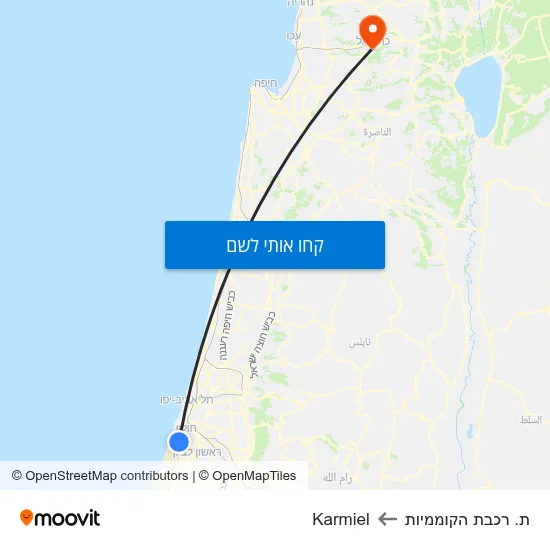 מפת ת. רכבת הקוממיות לKarmiel