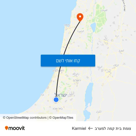 מפת צומת בית קמה למערב לKarmiel