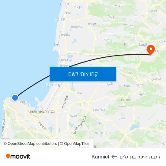 מפת רכבת חיפה בת גלים לKarmiel