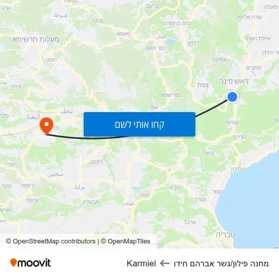 מפת מחנה פילון/גשר אברהם חידו לKarmiel