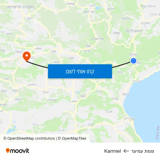 מפת צומת עמיעד לKarmiel