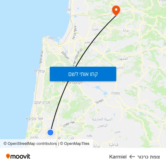 מפת צומת כרכור לKarmiel