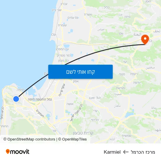 מפת מרכז הכרמל לKarmiel