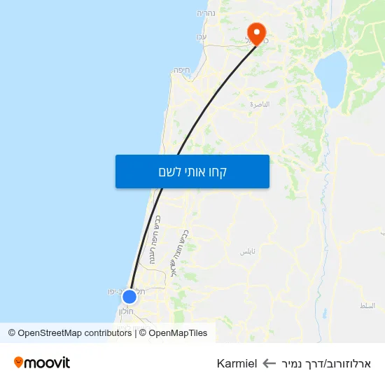 מפת ארלוזורוב/דרך נמיר לKarmiel