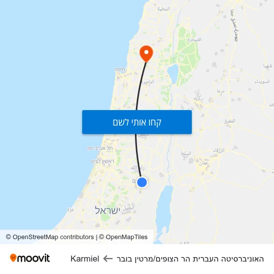 מפת האוניברסיטה העברית הר הצופים/מרטין בובר לKarmiel