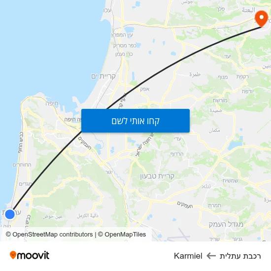 מפת רכבת עתלית לKarmiel