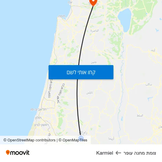 מפת צומת מחנה עופר לKarmiel