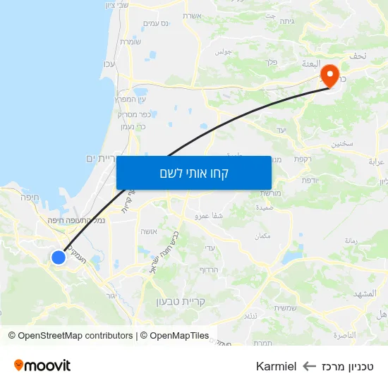 מפת טכניון מרכז לKarmiel