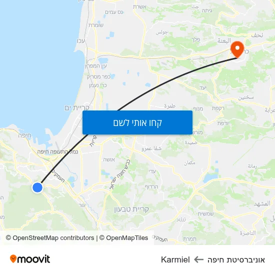 מפת אוניברסיטת חיפה לKarmiel