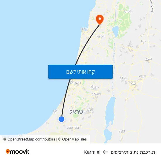 מפת ת.רכבת נתיבות/רציפים לKarmiel