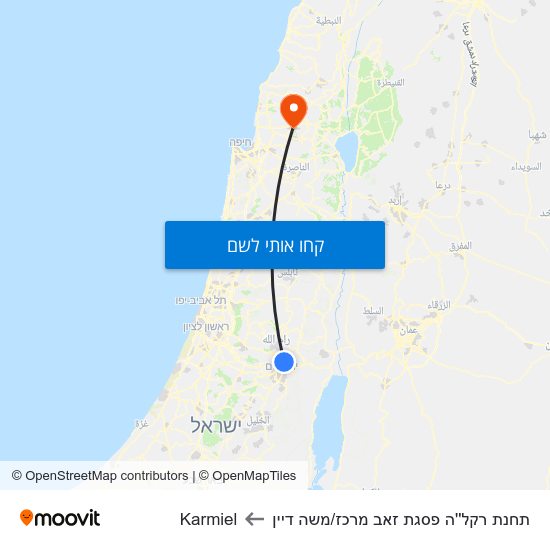 מפת תחנת רקל''ה פסגת זאב מרכז/משה דיין לKarmiel