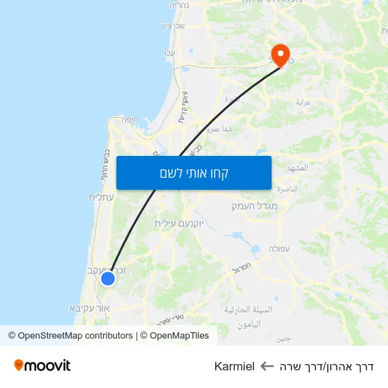 מפת דרך אהרון/דרך שרה לKarmiel