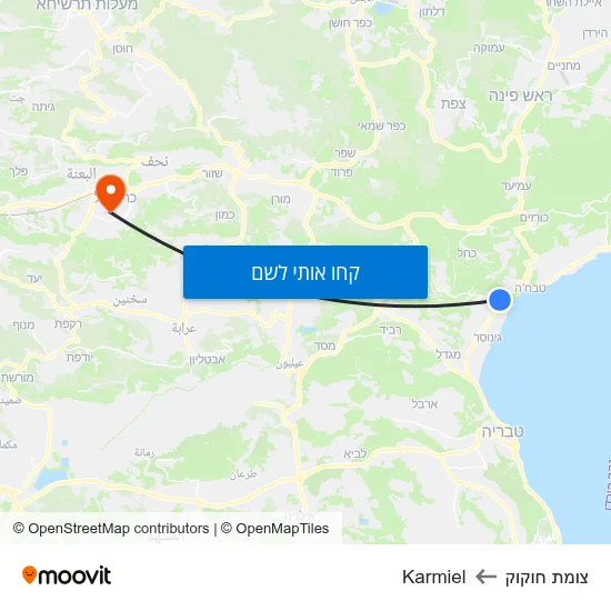 מפת צומת חוקוק לKarmiel