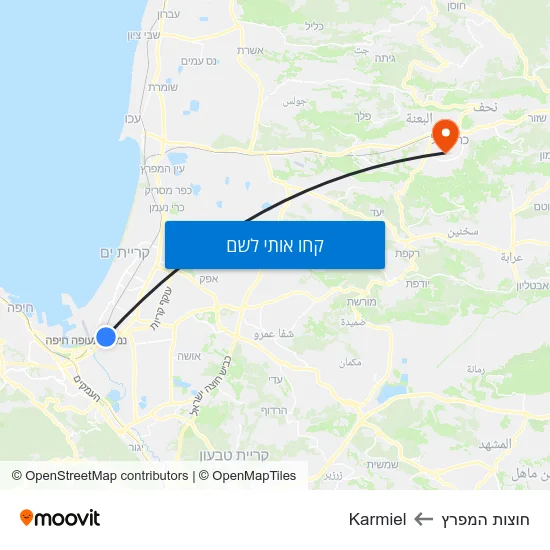 מפת חוצות המפרץ לKarmiel