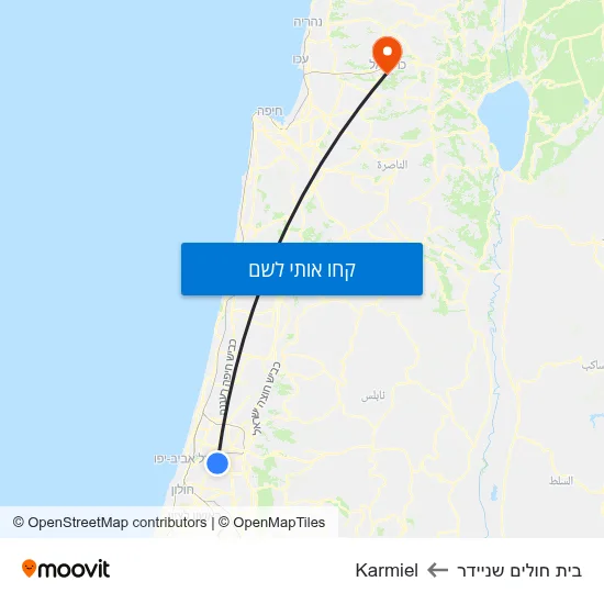 מפת בית חולים שניידר לKarmiel