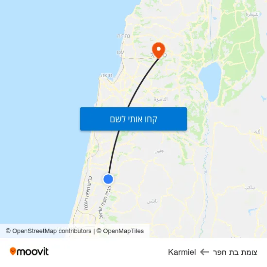 מפת צומת בת חפר לKarmiel