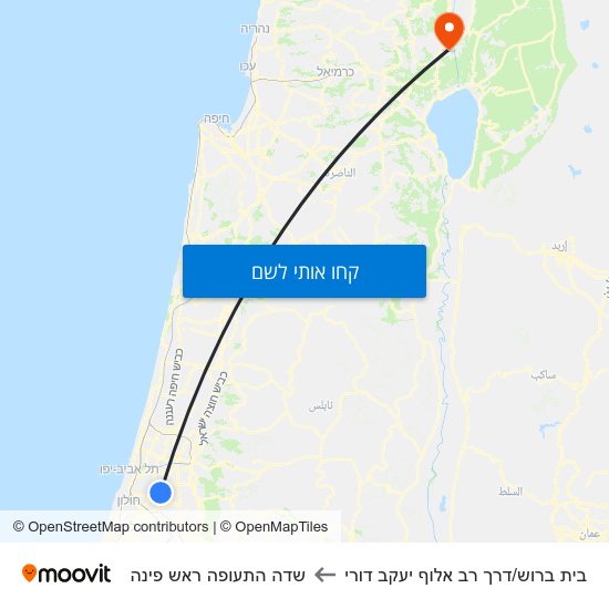 מפת בית ברוש/דרך רב אלוף יעקב דורי לשדה התעופה ראש פינה