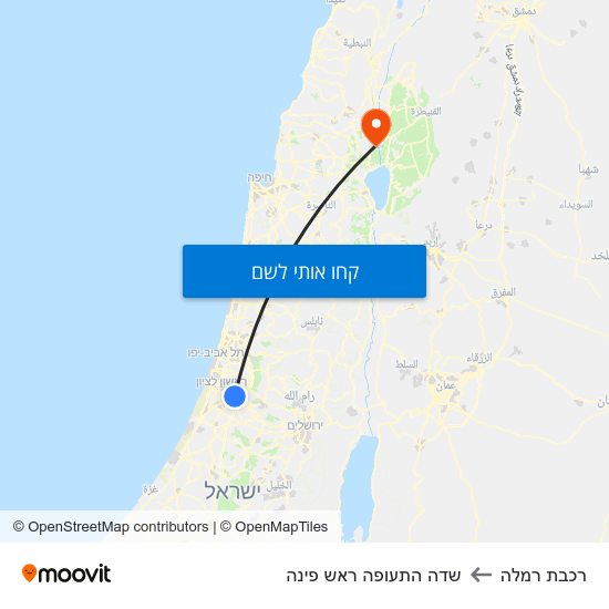 מפת רכבת רמלה לשדה התעופה ראש פינה