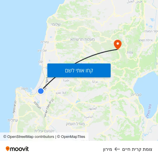 מפת צומת קרית חיים למירון