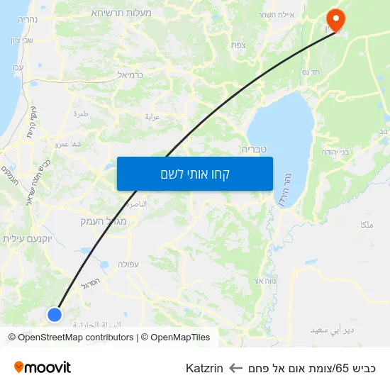 מפת כביש 65/צומת אום אל פחם לKatzrin