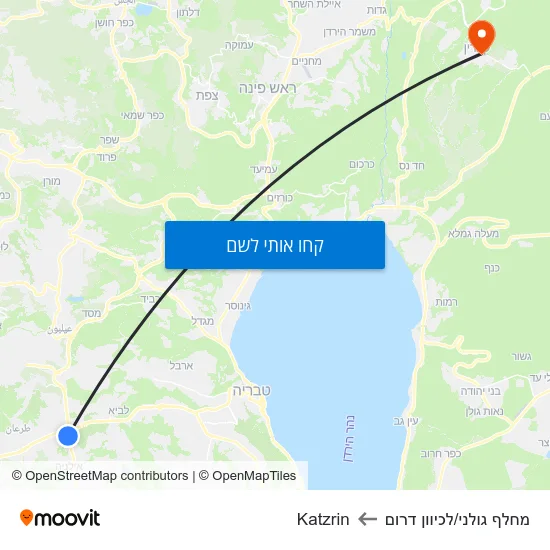 מפת מחלף גולני/לכיוון דרום לKatzrin