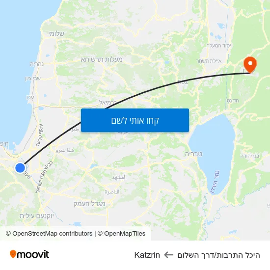 מפת היכל התרבות/דרך השלום לKatzrin