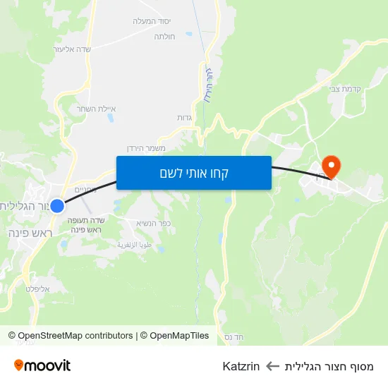מפת מסוף חצור הגלילית לKatzrin