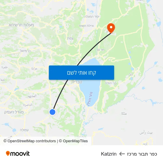 מפת כפר תבור מרכז לKatzrin