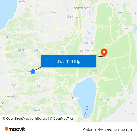 מפת ת. רכבת כרמיאל לKatzrin