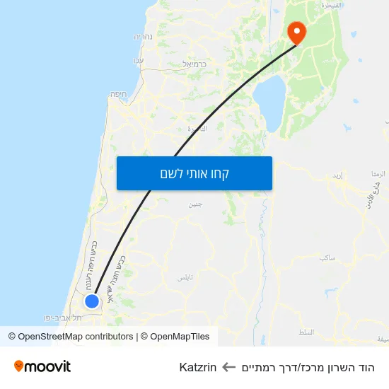 מפת הוד השרון מרכז/דרך רמתיים לKatzrin