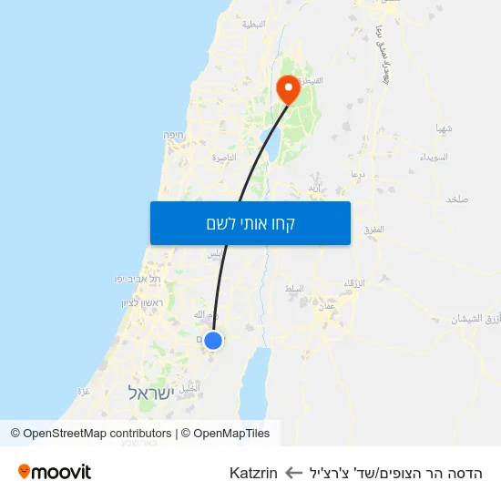 מפת הדסה הר הצופים/שד' צ'רצ'יל לKatzrin