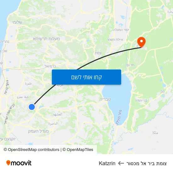מפת צומת ביר אל מכסור לKatzrin