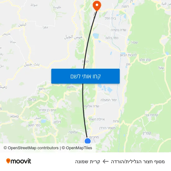 מפת מסוף חצור הגלילית/הורדה לקרית שמונה